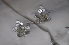 100 Grams Matt-Glitter Sequins and Zari Leaf motif Embroidery on Dyeable Viscose Georegtte Fabric 44inch